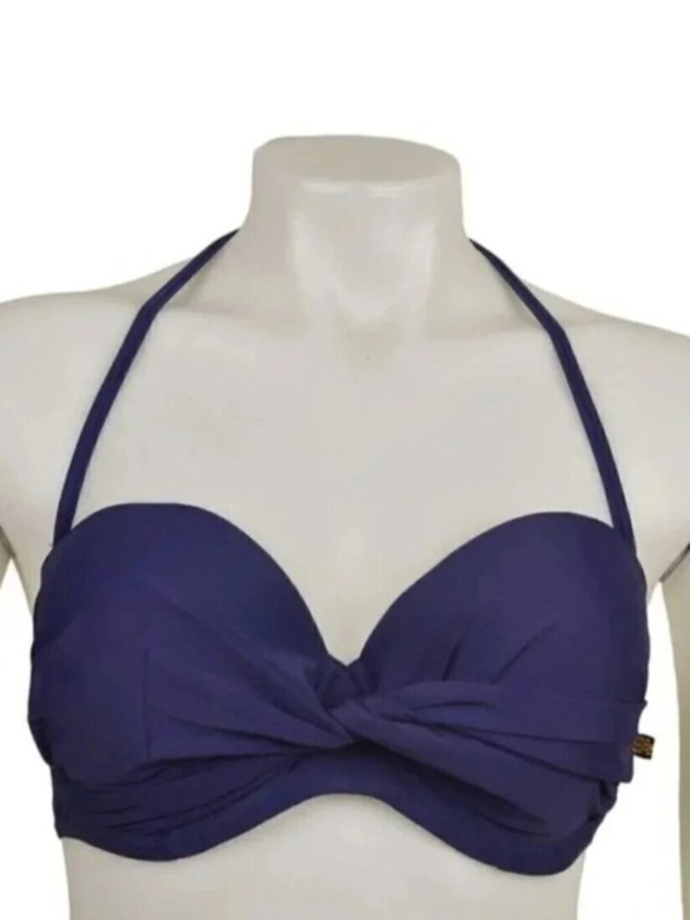 La Vie En Rose Twist Front Bikini Top Halter Push  Up Underwire Size Large